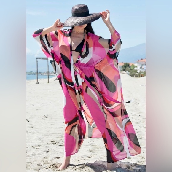 Classy Bohemian Swimsuit Coverup Beach Kaftan - Picture 1 of 8